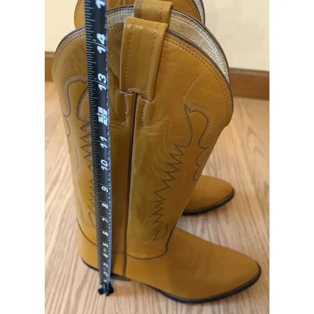 Vintage NOCONA Cowboy Boots Leather Mustard Yellow Men’s 7 D USA 3923/17